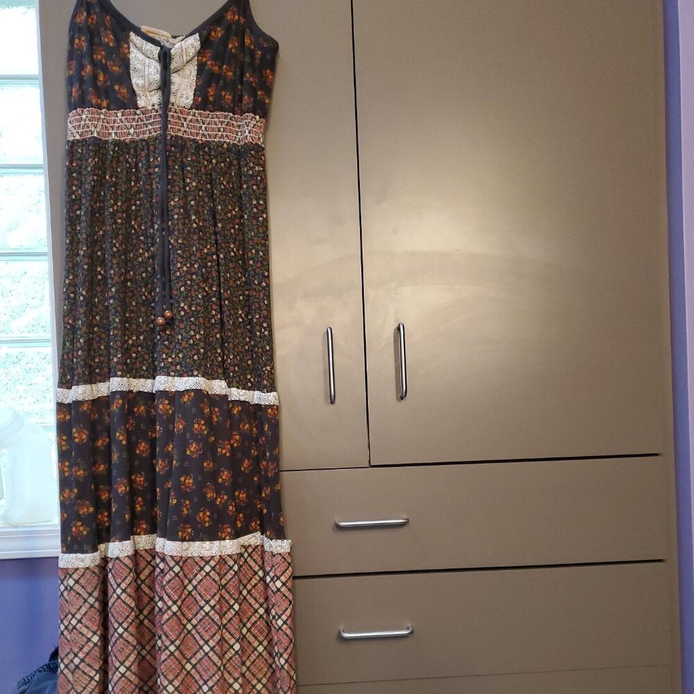 Scrapbook Original NWOT Plaid Maxi Dress with Eyelet at the hem
